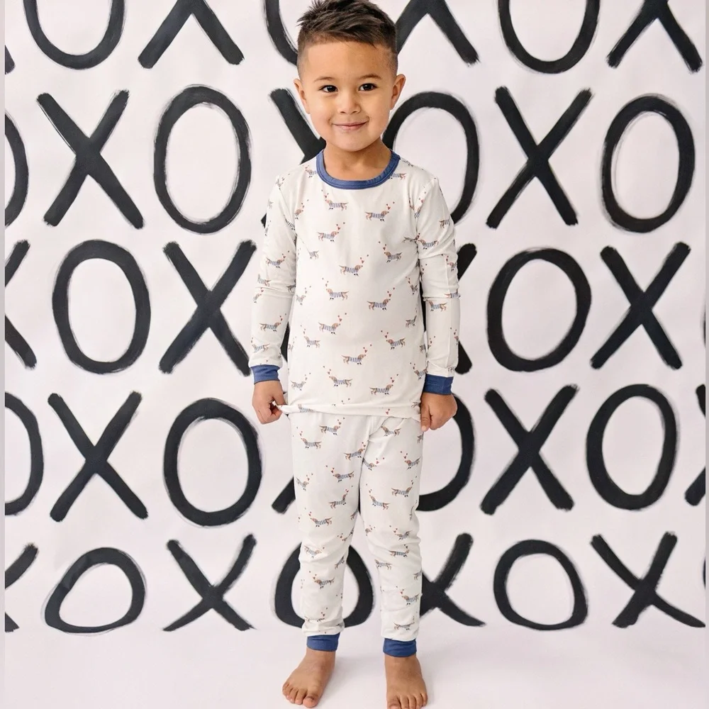 Little Joy Co Puppy Love Dachshund Bamboo Pajama Set 2T 5 6 7/8